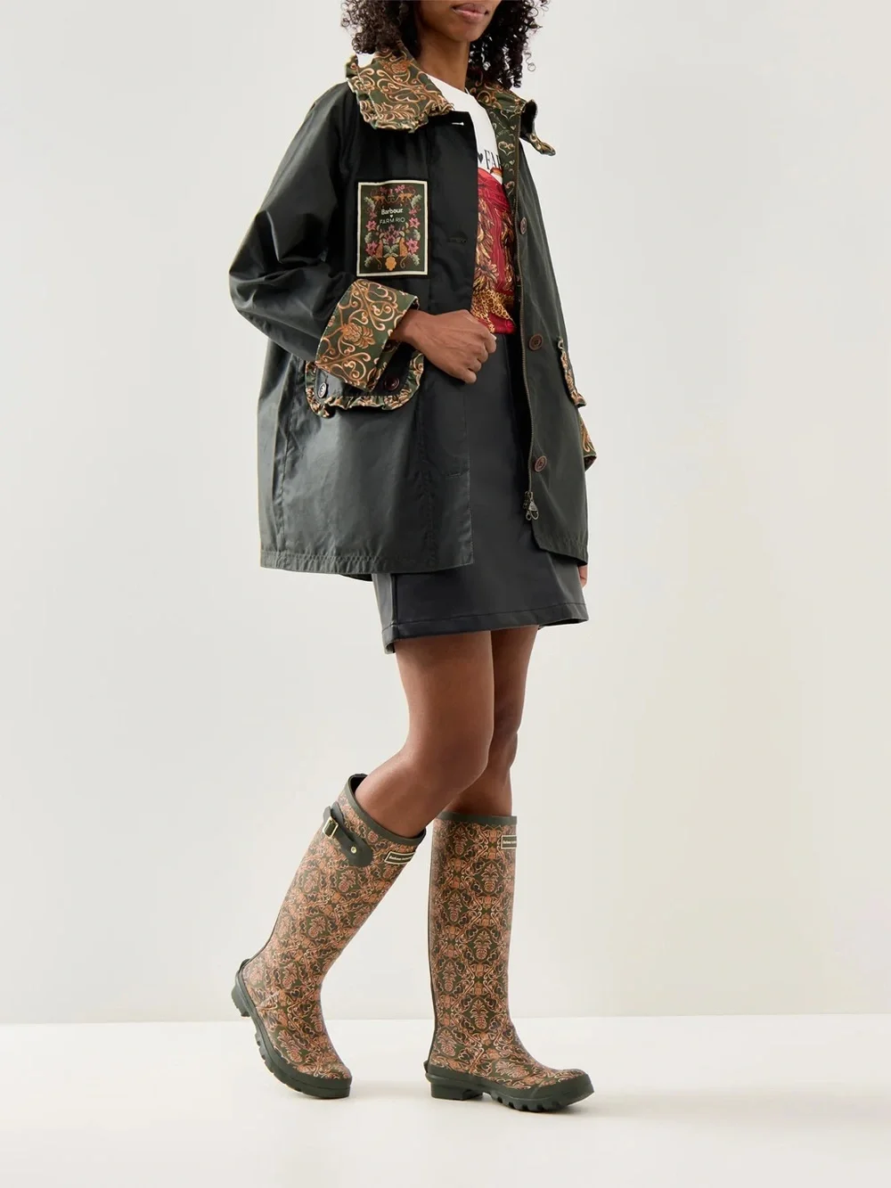 NWT Barbour x FARM Rio Cami Wellingtons Rain Boots